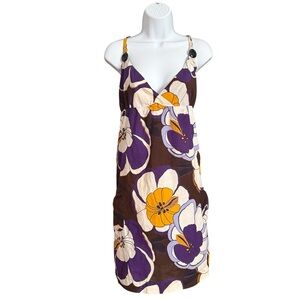 Y2K Vintage Floral Midi Dress in Purple and Brown Womens Size XL